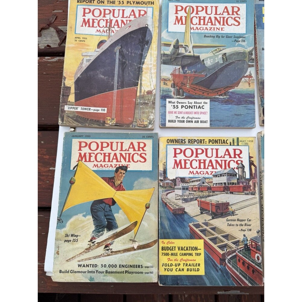 Lot Of Nine Vintage Popular Mechanics And Mechanics Illustrated Magazines 